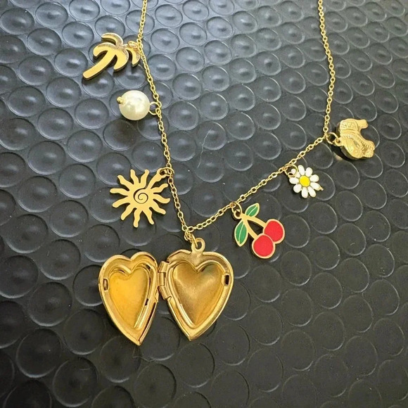 Charming Gold Necklace with Colorful Charms - Picture 2 of 4